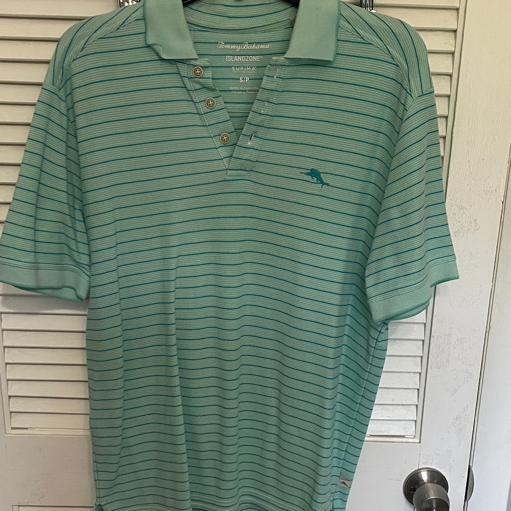 Tommy Bahama Men's Aqua Striped Polo Shirt